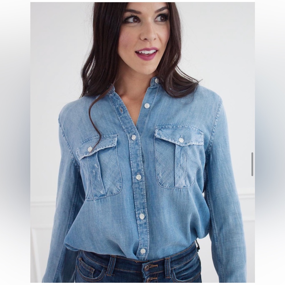 THREAD & SUPPLY Chambray Button Up with Front Pockets